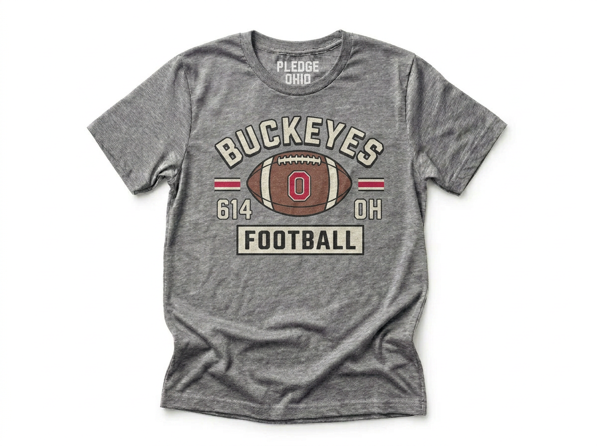 Buckeye football tee folded, Columbus Ohio football apparel
