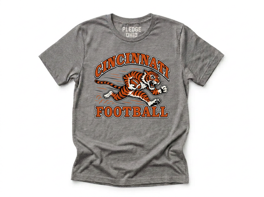 Cincinnati football bengal tee folded, Queen City Ohio apparel