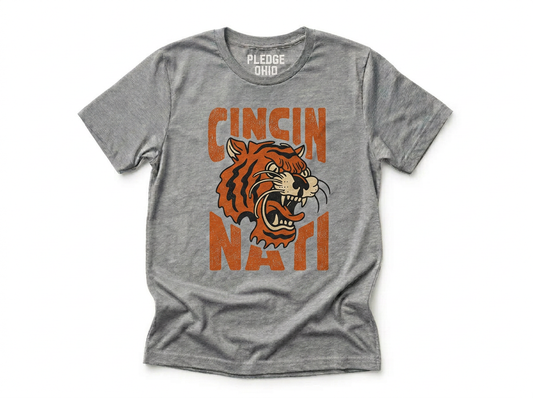 Cincinnati bengal roar tee folded, Queen City Ohio football apparel