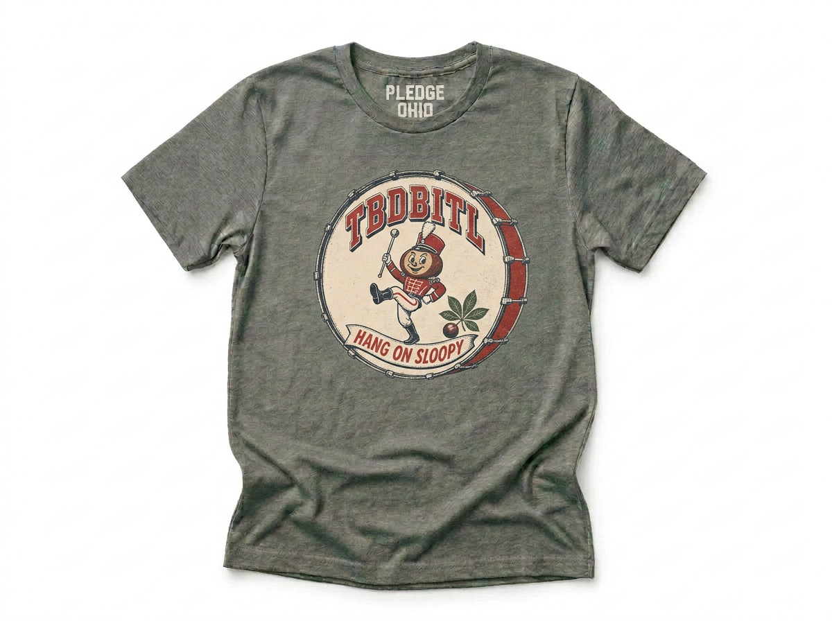 TBDBITL marching band tee folded, Columbus Ohio apparel