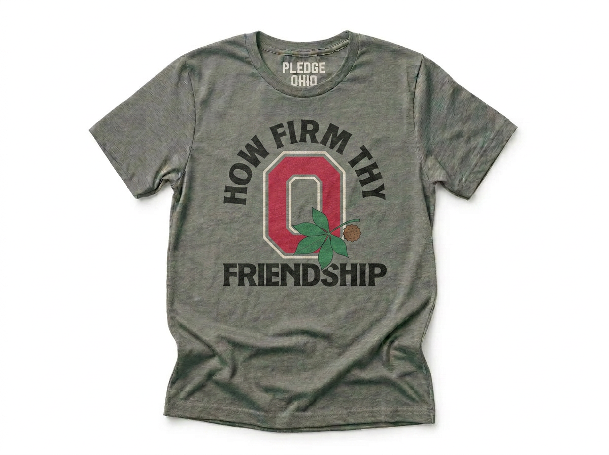 How Firm Thy Friendship tee detail, Columbus Ohio apparel
