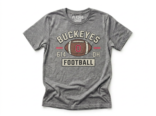 Buckeye football tee folded, Columbus Ohio football apparel