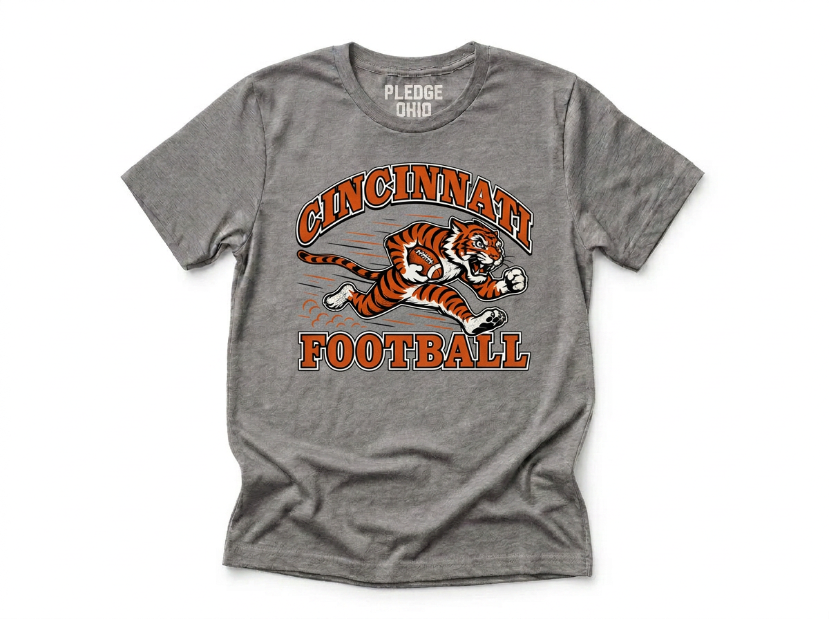 Cincinnati football bengal tee folded, Queen City Ohio apparel