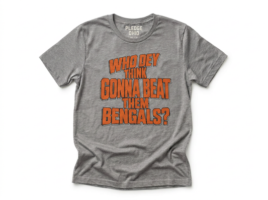 Who Dey Think Bengal tee folded, Cincinnati football apparel