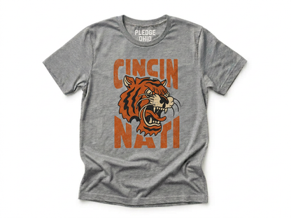 Cincinnati bengal roar tee folded, Queen City Ohio football apparel