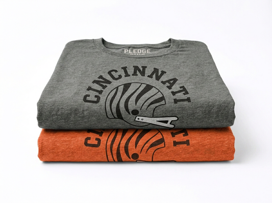 Cincinnati helmet tee, Queen City Ohio football apparel