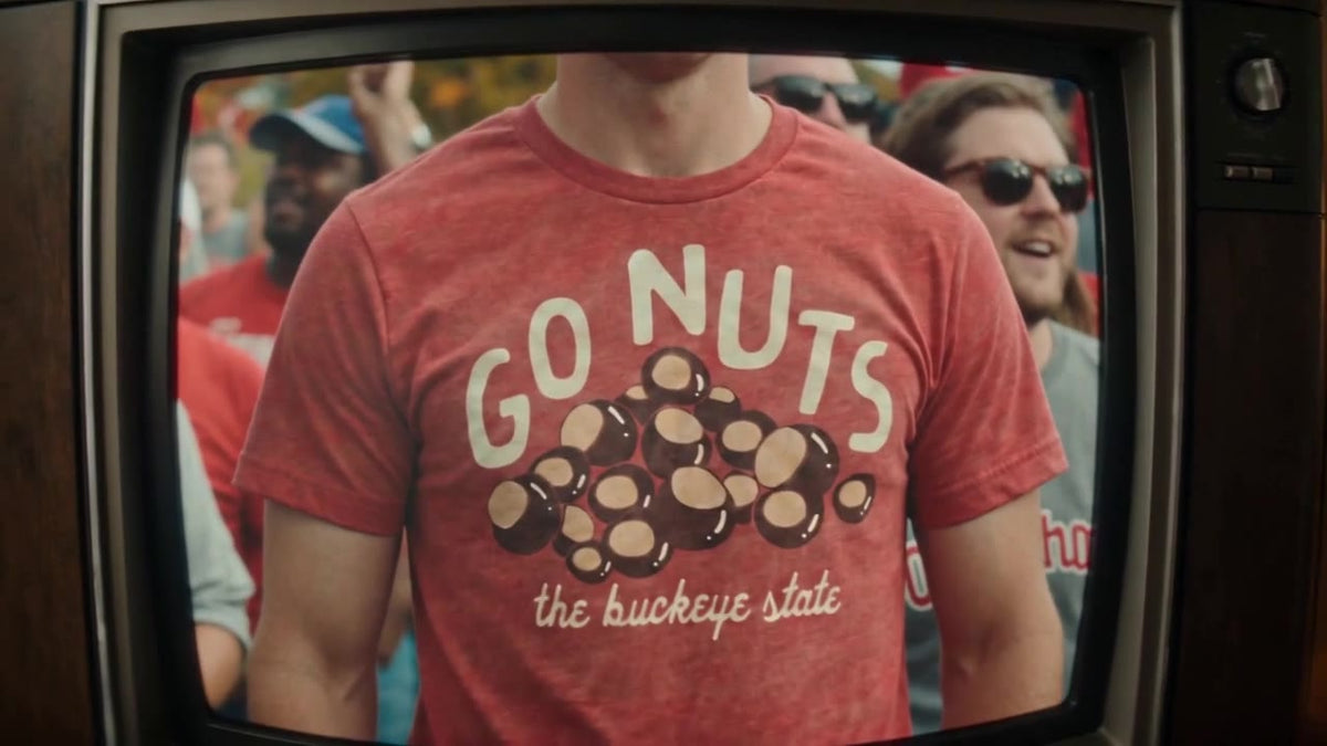 Buckeye football fan wearing a Go Nuts Columbus Ohio tee